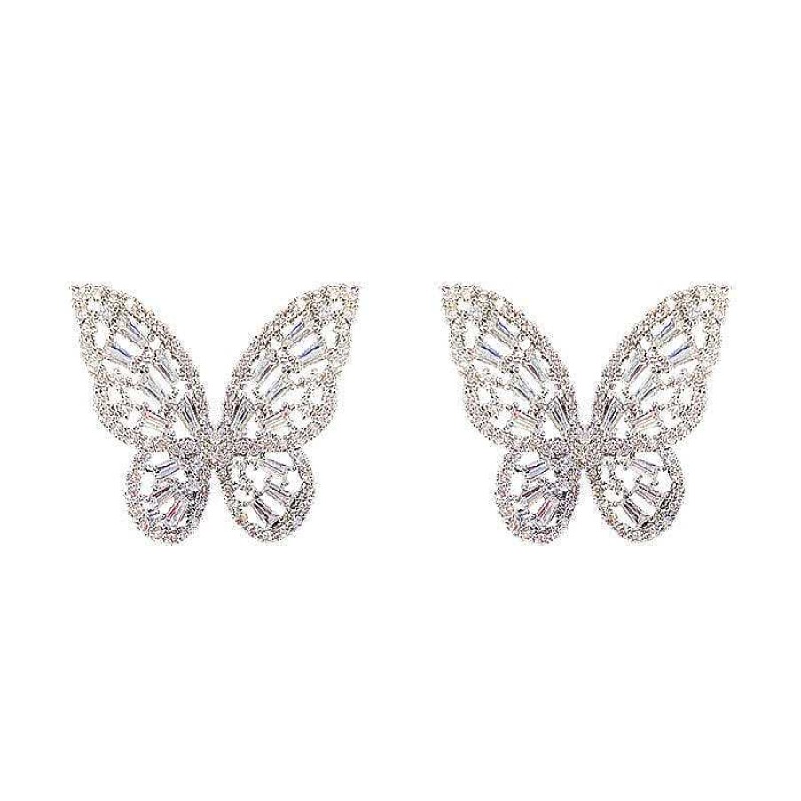 Style De Boucle D'Oreille Les bijoux en acier | Boucle D'Oreille Papillon En Zircon