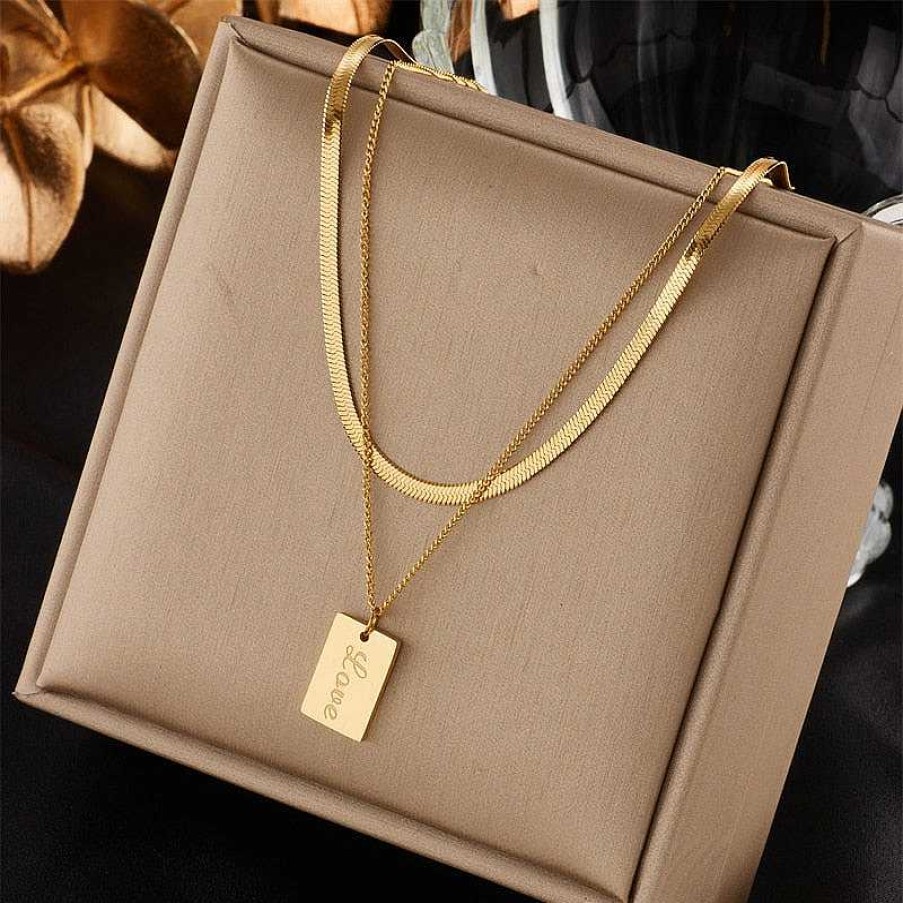 Style De Collier Les bijoux en acier | Collier Acier Plaque Rectangle Inoxydable