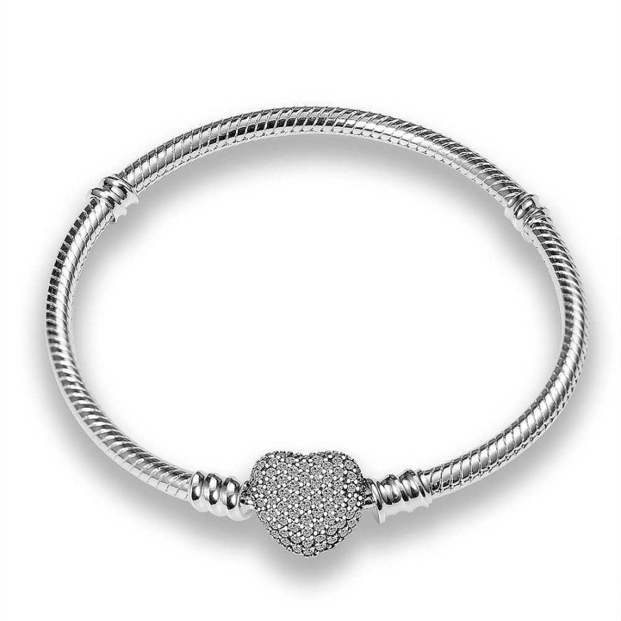 Styles De Bracelets Les bijoux en acier | Bracelet Coeur Strass Relief