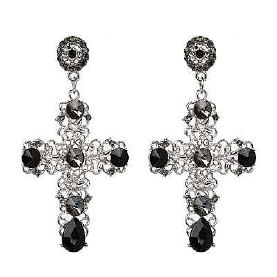 Style De Boucle D'Oreille Les bijoux en acier | Boucles D'Oreilles Croix En M Tal Avec Perles Pendantes De Mode