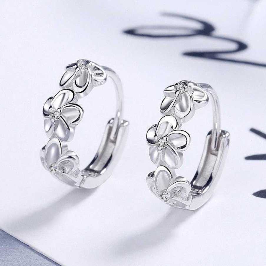 Style De Boucle D'Oreille Les bijoux en acier | Boucle D'Oreille Fleur Argent 925