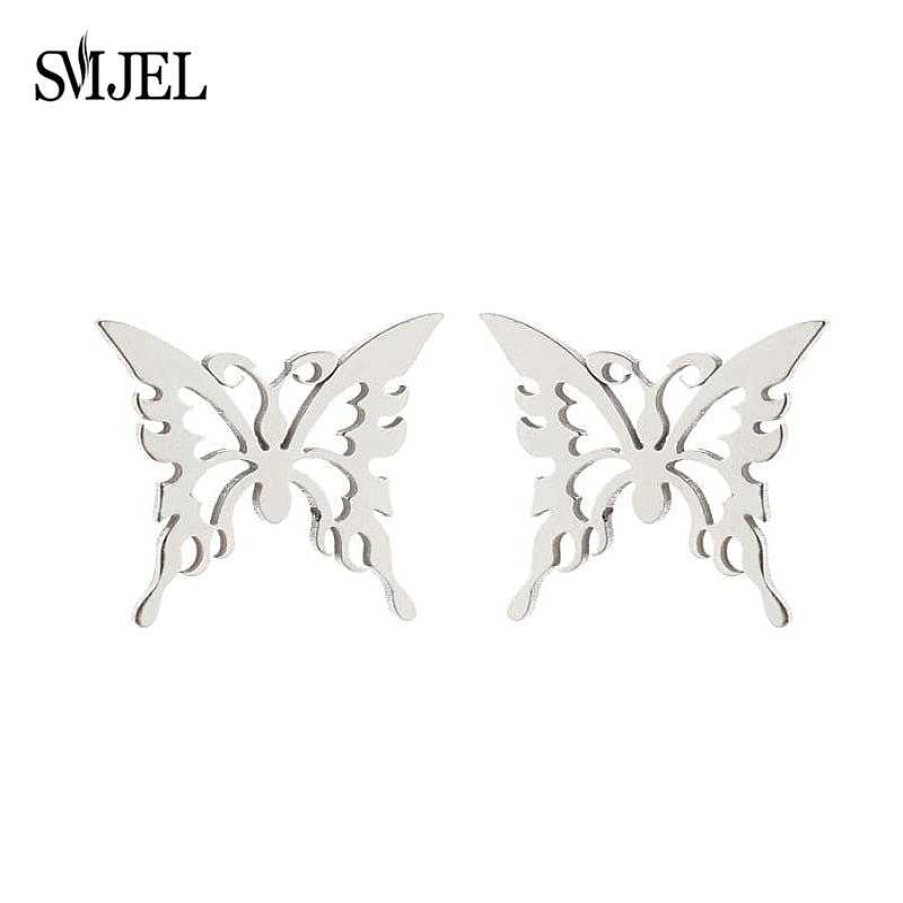 Style De Boucle D'Oreille Les bijoux en acier | Boucle D'Oreille Papillon En Acier Inoxydable La Mode