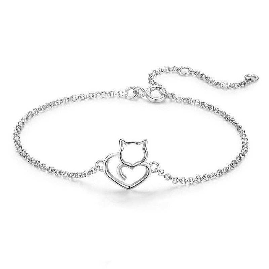 Styles De Bracelets Les bijoux en acier | Bracelet Coeur Et T Te De Chat