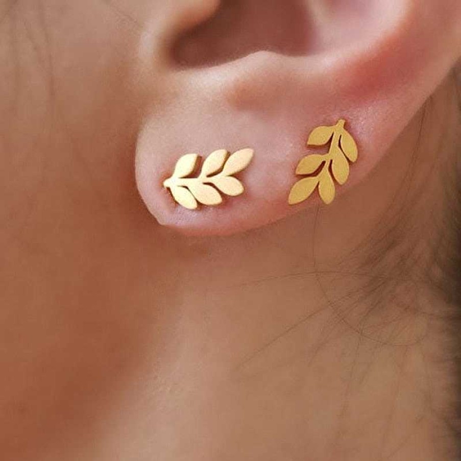 Style De Boucle D'Oreille Les bijoux en acier | Boucle D'Oreille Grimpante Mignonne En Acier Inoxydable En Forme De Feuille