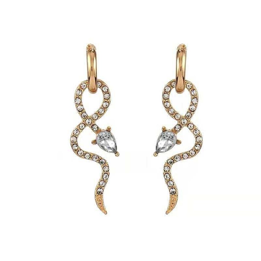 Style De Boucle D'Oreille Les bijoux en acier | Boucle D'Oreille Serpent Avec Longue Frange En Cristal