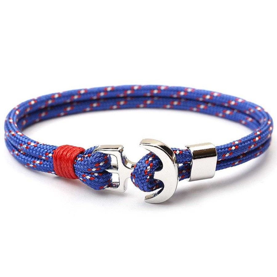 Styles De Bracelets Les bijoux en acier | Bracelet Ancre Double Corde Bleu