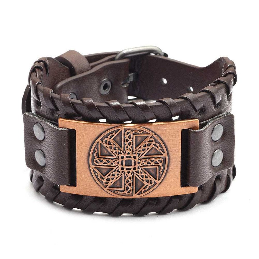 Styles De Bracelets Les bijoux en acier | Bracelet De Force Viking En Cuir Symbole H Lice