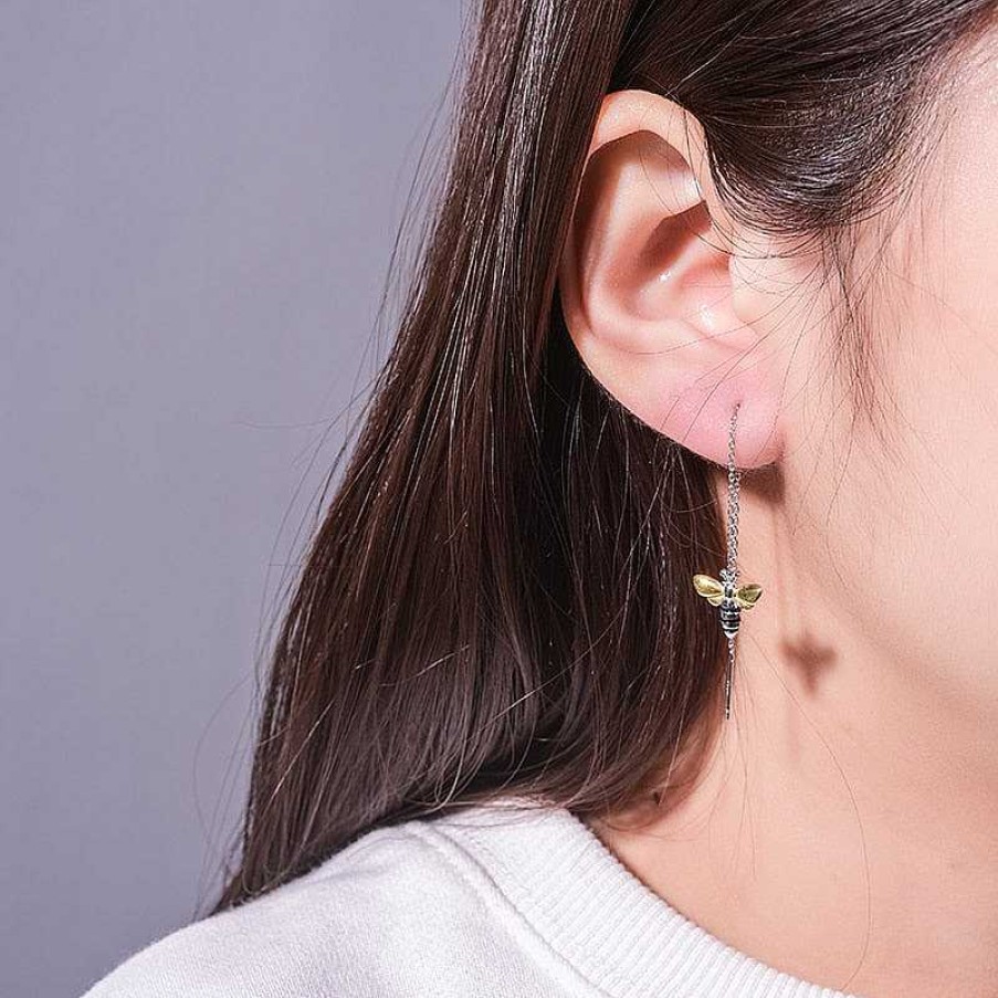 Style De Boucle D'Oreille Les bijoux en acier | Boucles D'Oreilles Charmantes En Forme De Miel Avec Cha Ne