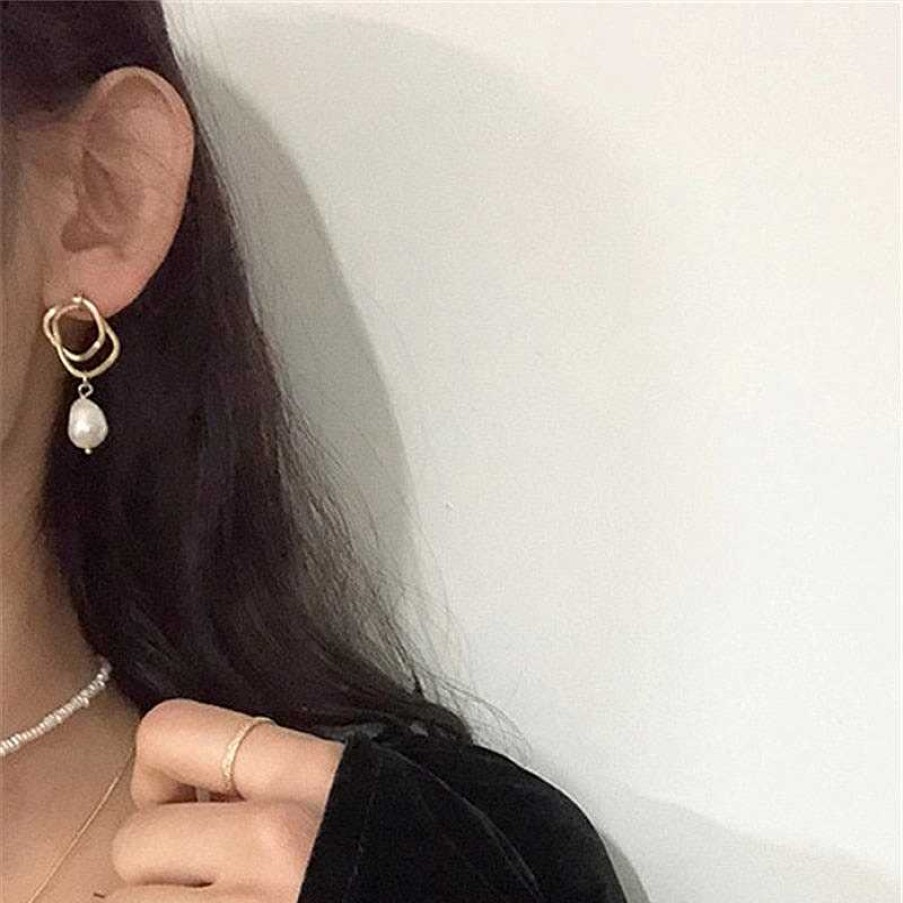 Style De Boucle D'Oreille Les bijoux en acier | Boucle D'Oreille Cr Ole En Perle D'Eau Douce