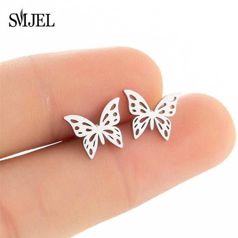 Style De Boucle D'Oreille Les bijoux en acier | Boucle D'Oreille Papillon En Acier Inoxydable La Mode