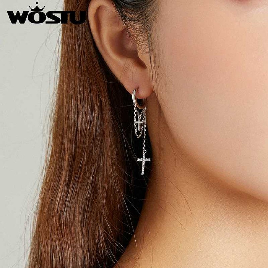 Style De Boucle D'Oreille Les bijoux en acier | Boucles D'Oreilles Croix Longues Classiques