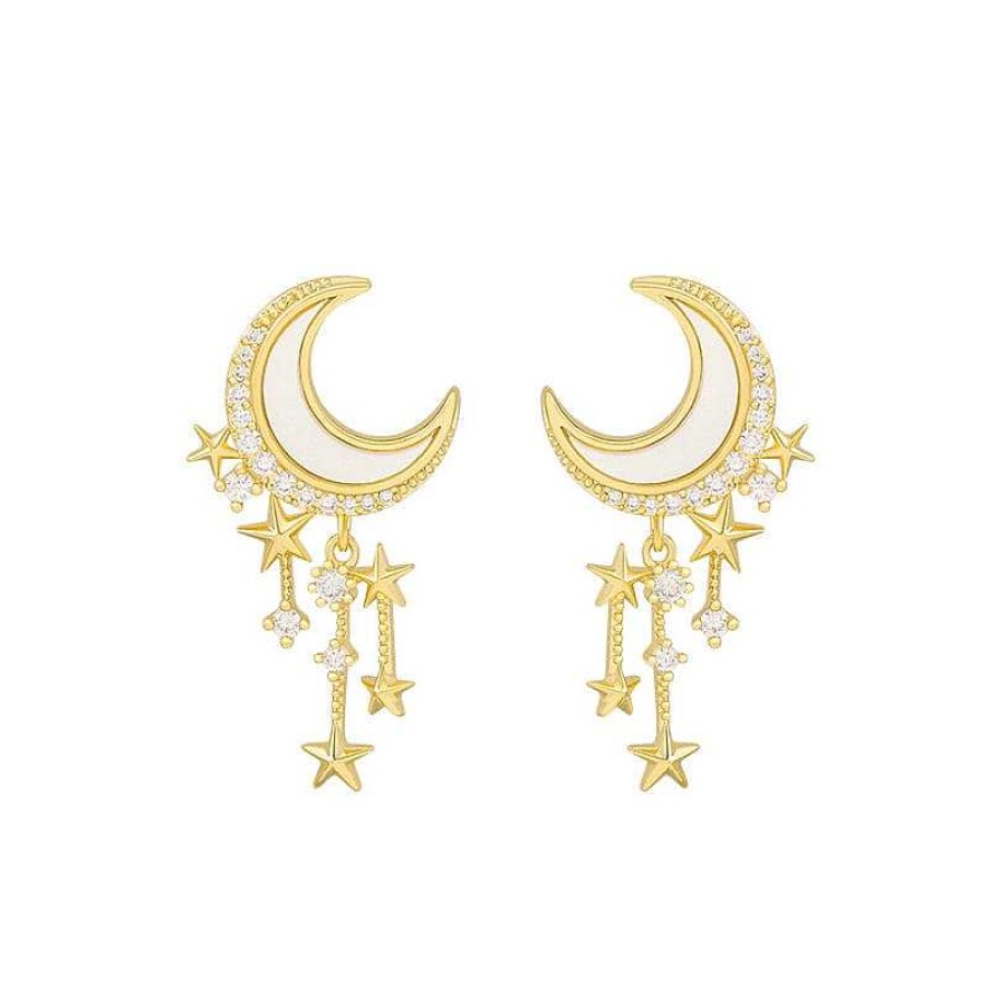 Style De Boucle D'Oreille Les bijoux en acier | Boucle D'Oreille Avec Design Soleil, Lune Et Toile