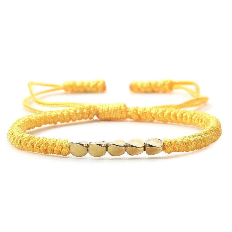 Styles De Bracelets Les bijoux en acier | Bracelet Tibetain Tissu Jaune