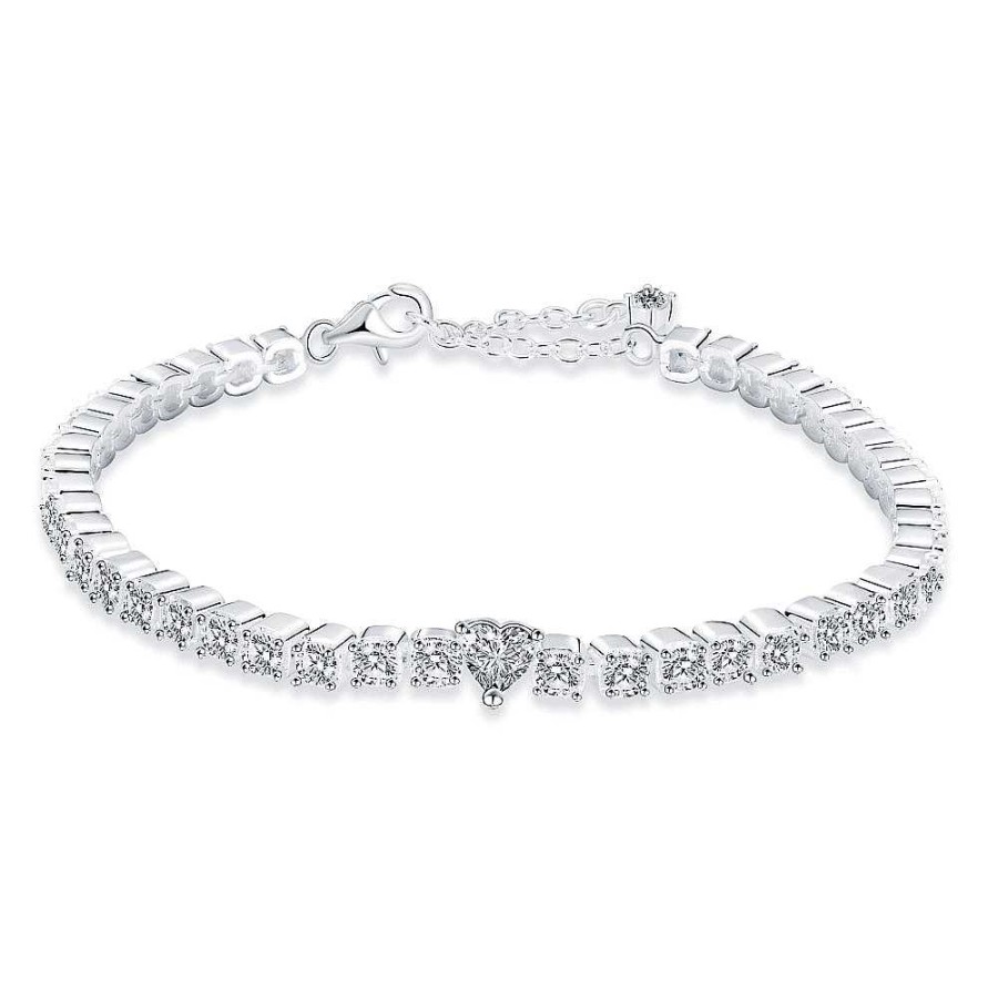 Styles De Bracelets Les bijoux en acier | Bracelet Avec Coeur Style Diamant