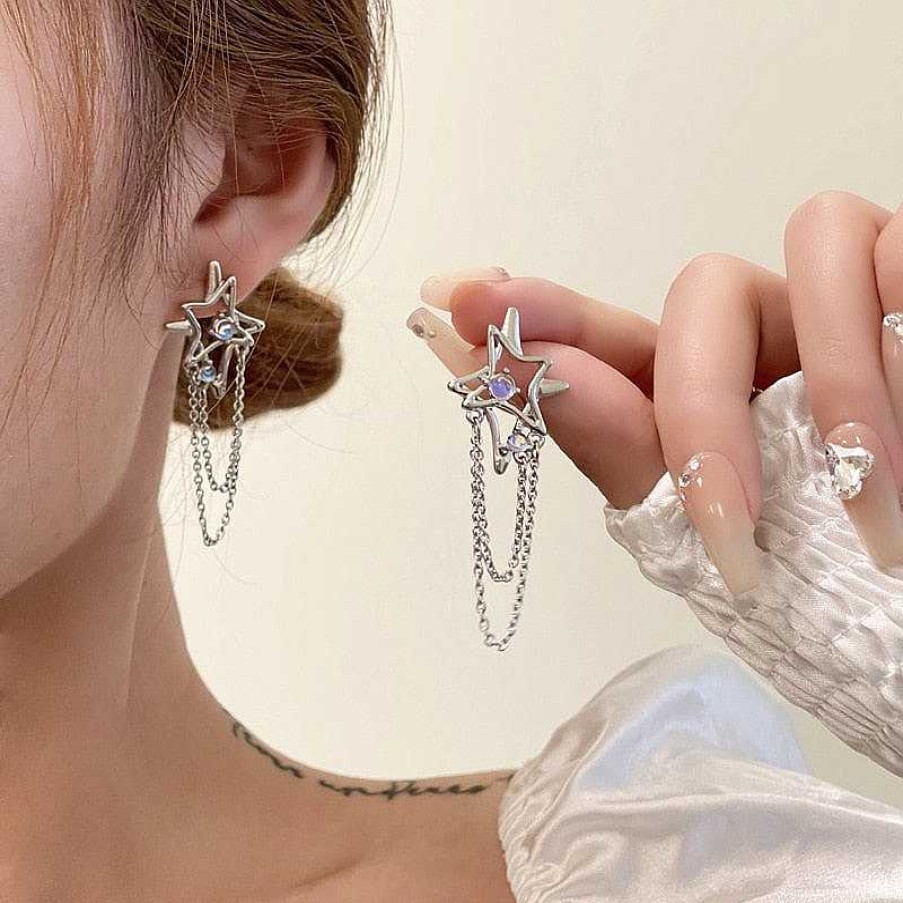 Style De Boucle D'Oreille Les bijoux en acier | Boucle D'Oreille En Forme D' Toile Avec Pompon D'Amour