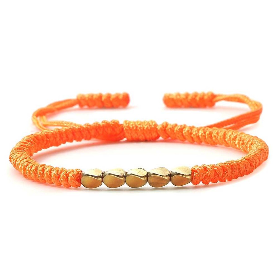 Styles De Bracelets Les bijoux en acier | Bracelet Tibetain Tissu Orange