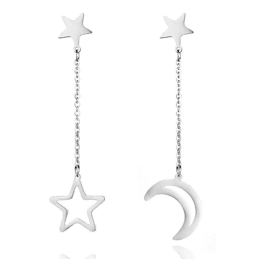 Style De Boucle D'Oreille Les bijoux en acier | Boucle D'Oreille Tendance En Cha Ne Toile Lune