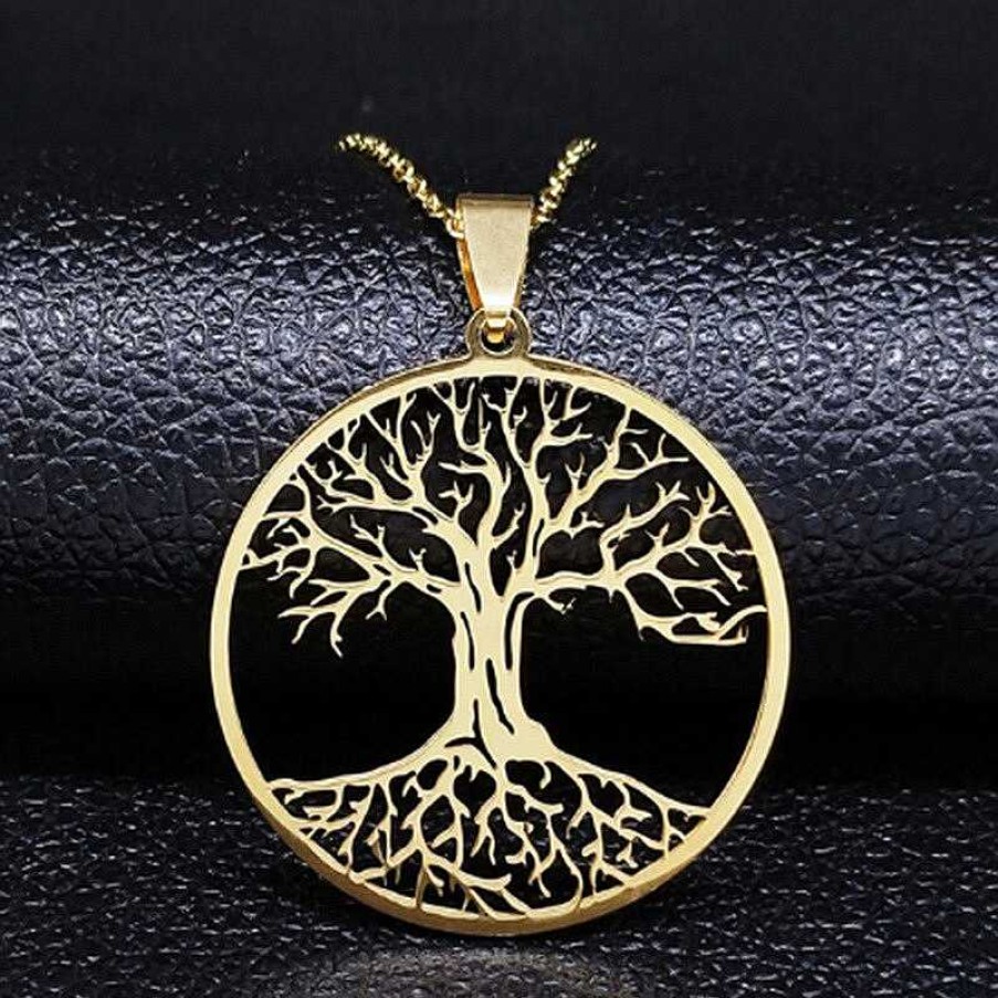 Style De Collier Les bijoux en acier | Collier Dor Pendentif Arbre De Vie