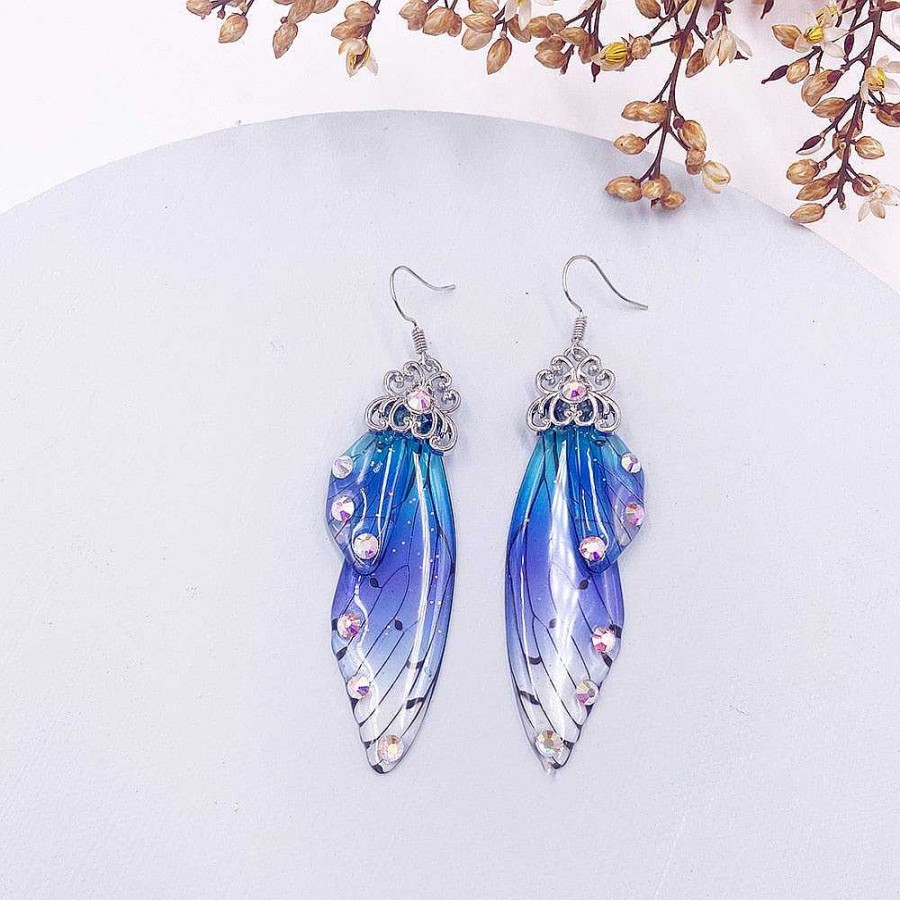 Style De Boucle D'Oreille Les bijoux en acier | Boucle D'Oreille Plume Fait Main En Forme D'Aile Pendante De Mode