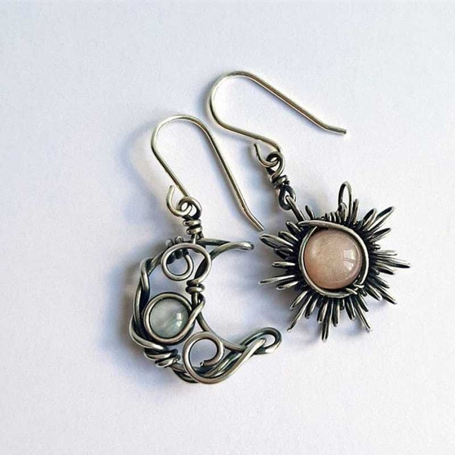 Style De Boucle D'Oreille Les bijoux en acier | Boucle D'Oreille Licorne Avec Soleil Et Lune