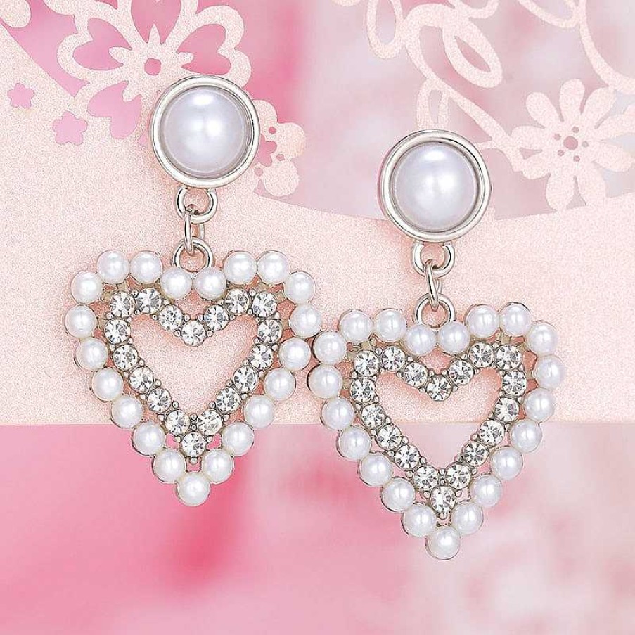 Style De Boucle D'Oreille Les bijoux en acier | Boucle D'Oreille En Forme De Fleur Avec Une Perle Simul E